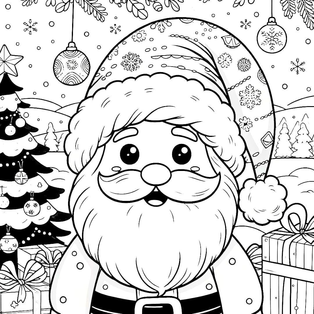Free Drawing To Print Coloring Santa Claus Smiling