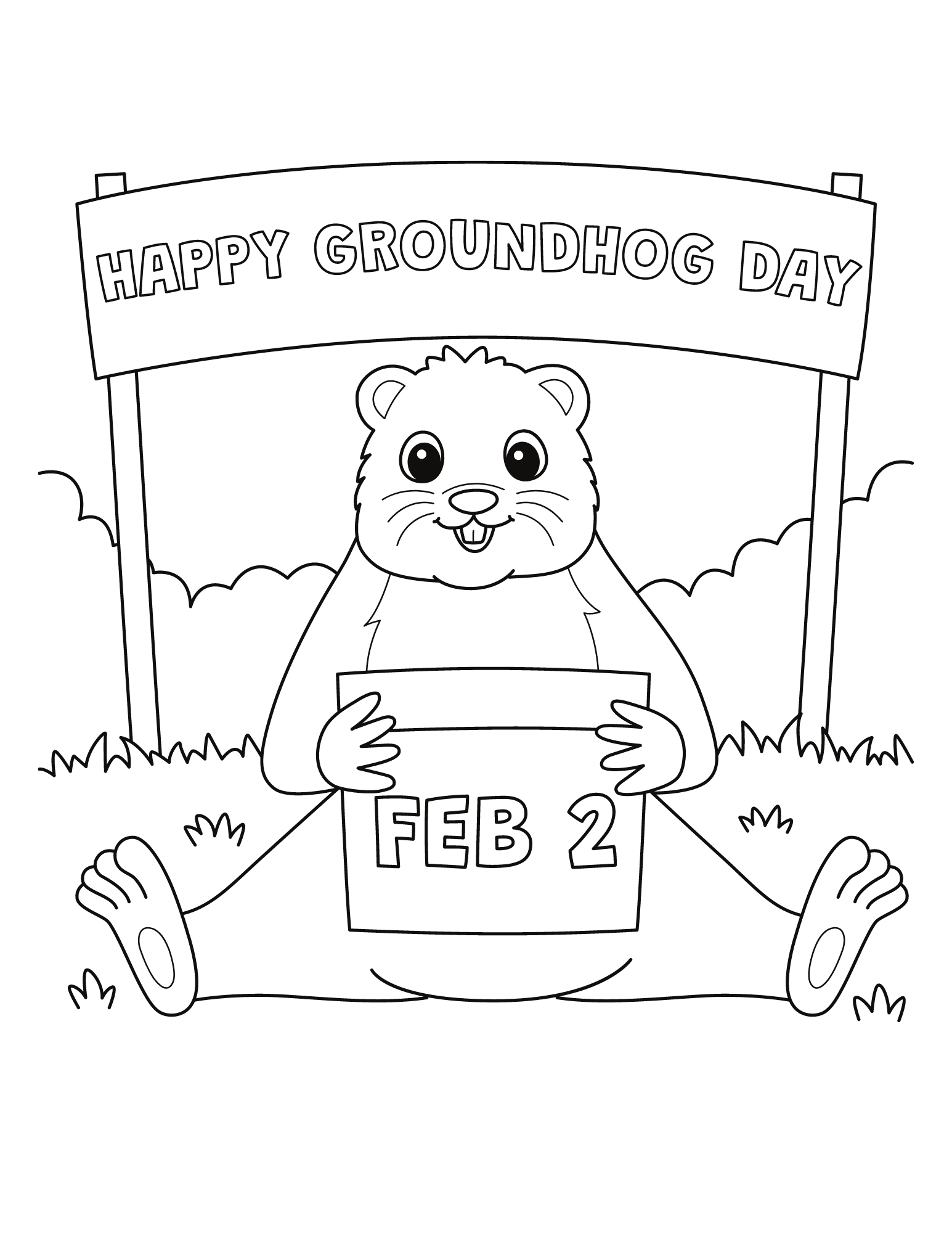 Free Groundhog Day Coloring Pages For Kids