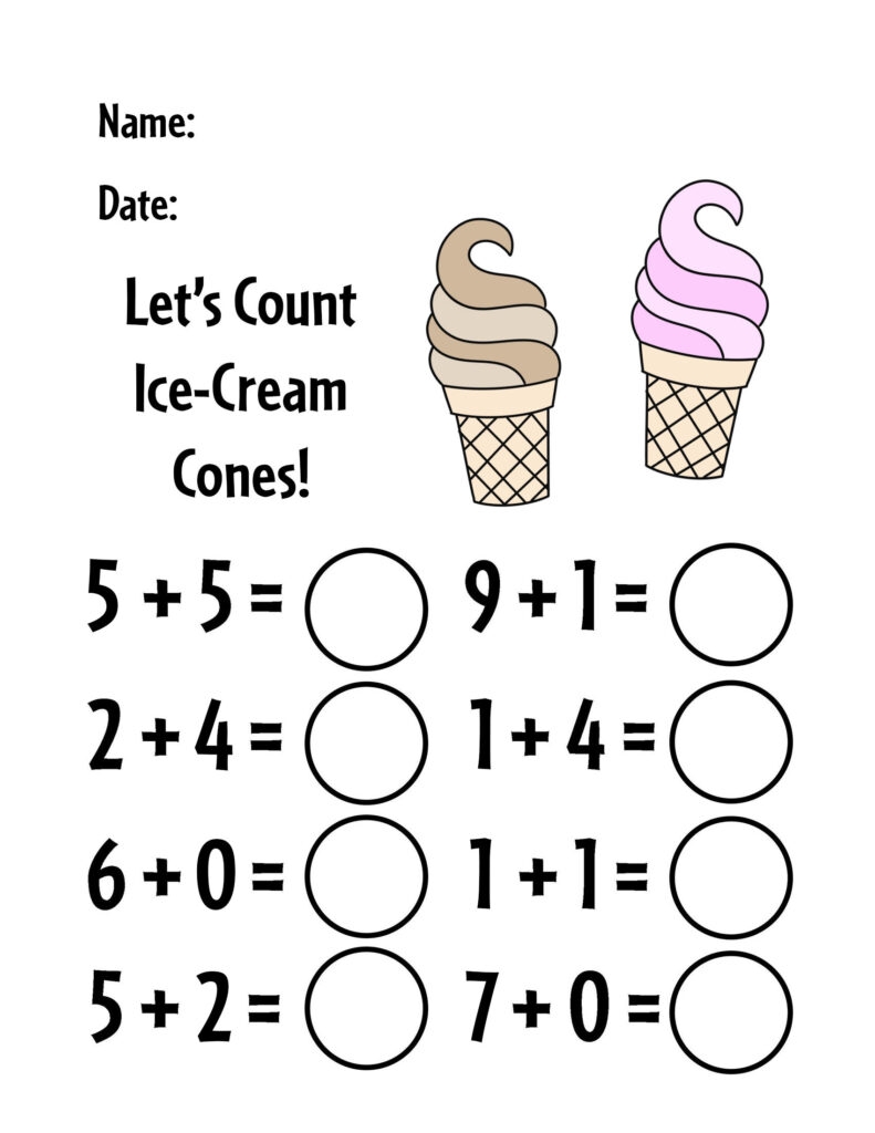 math worksheets for kindergarten