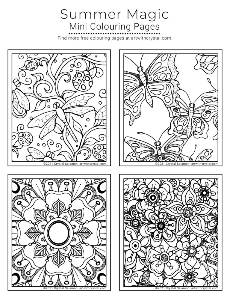 Free Mini Coloring Pages For Adults And Kids Summer Magic