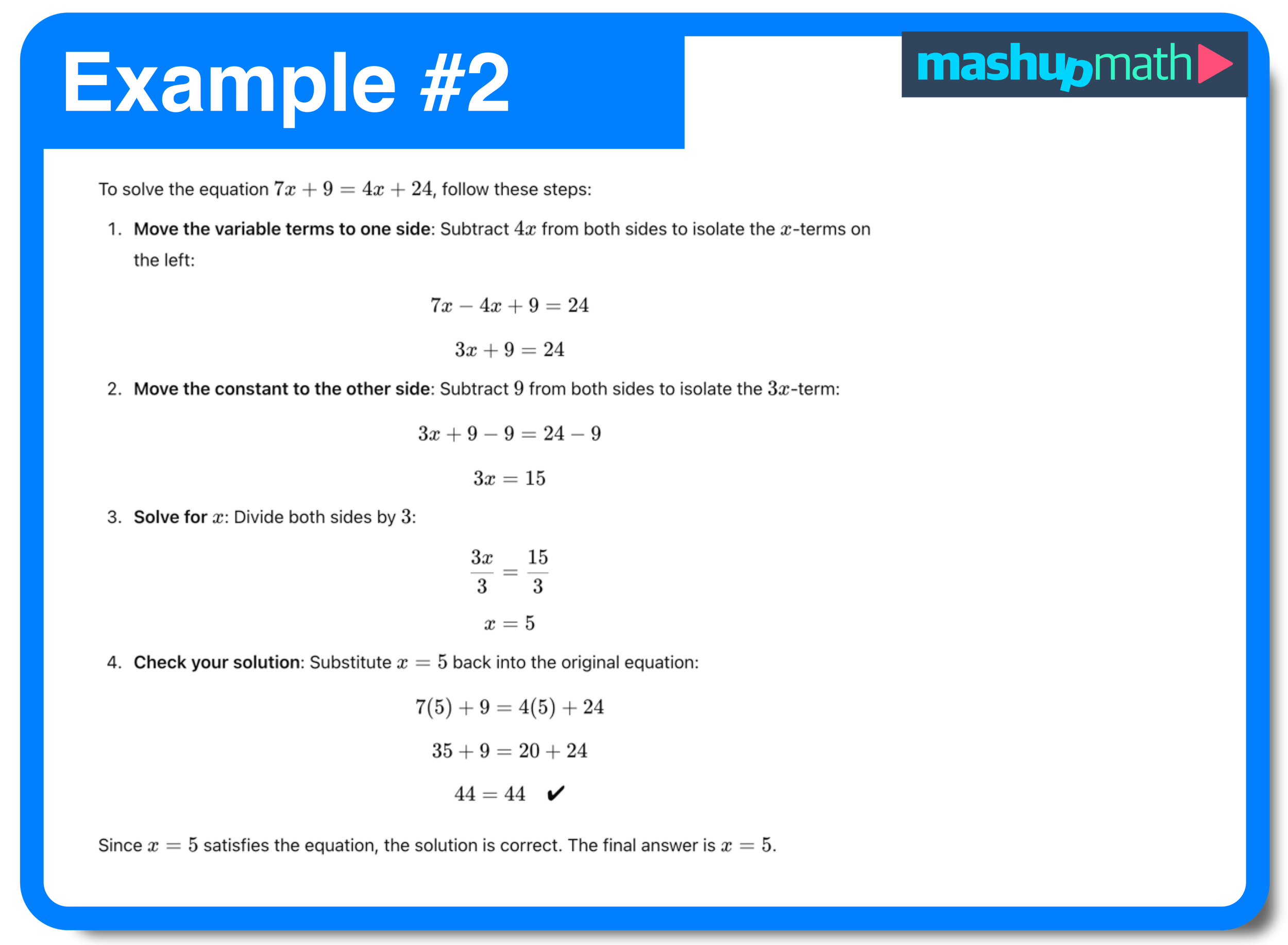 solving multi step equations worksheet