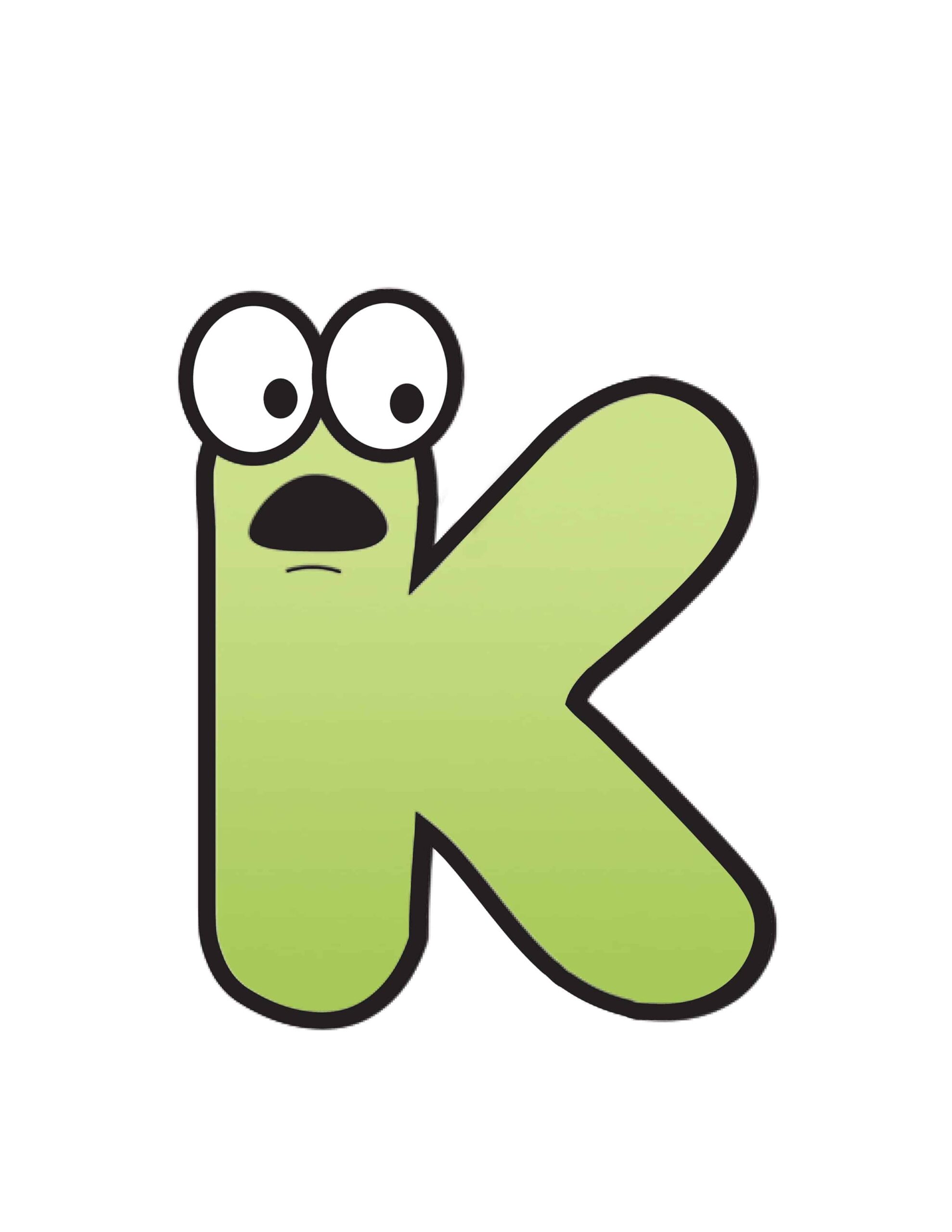 Free Printable Alphabet Letters Colorful Cartoon Letter K