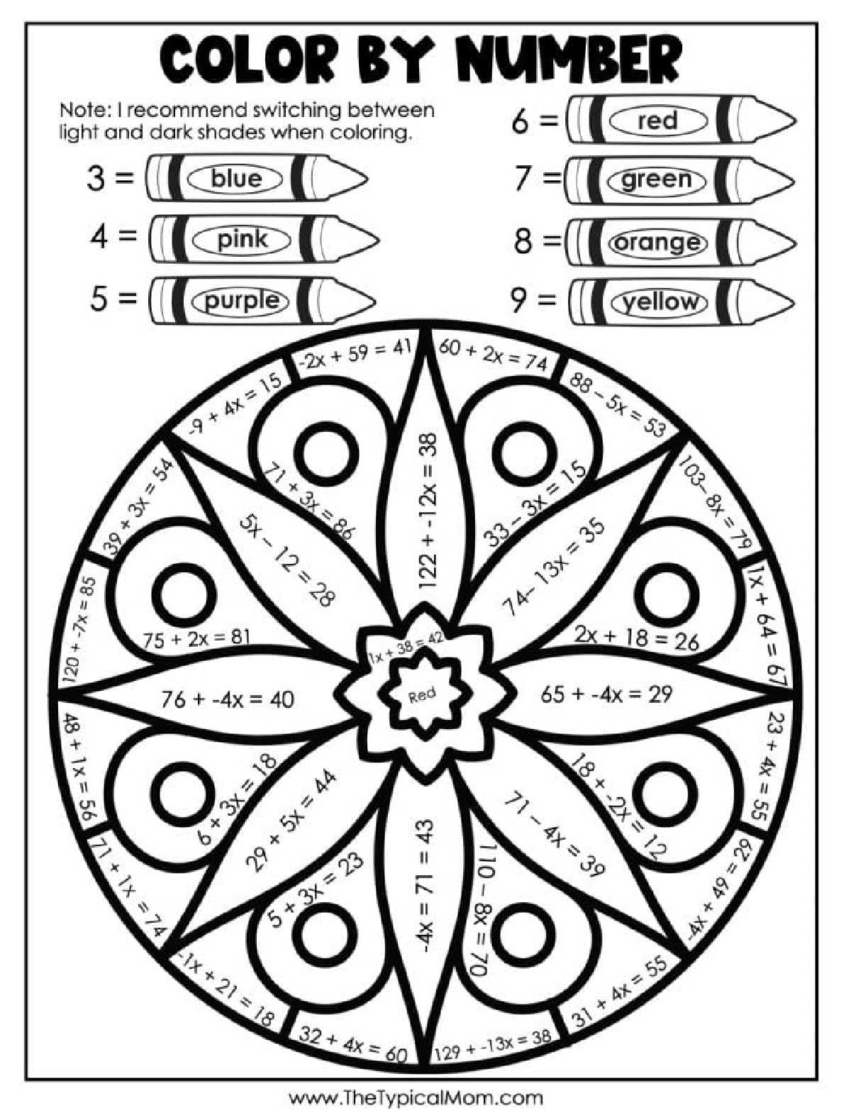 printable color by number worksheets for adults