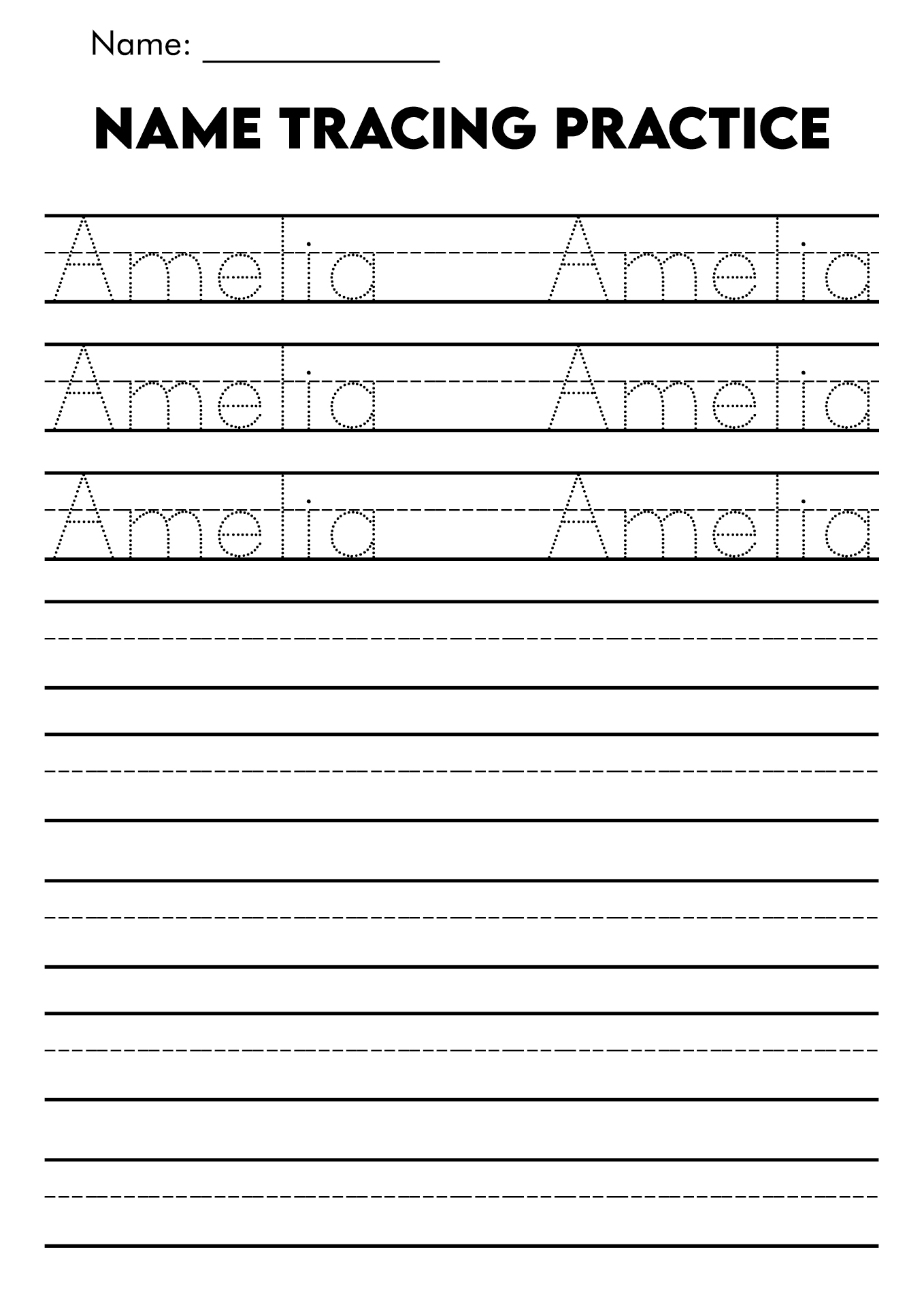 Free Printable Custom Name Tracing Worksheet Preschool Name Writing Practice Sheets Sheets With Lines