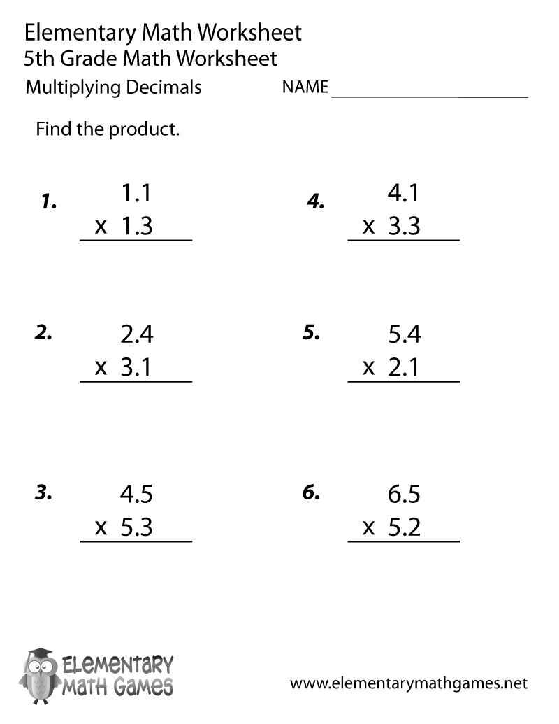 decimal multiplication worksheet