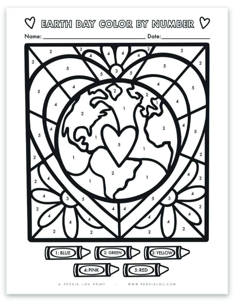Free Printable Earth Day Color By Number Sheet