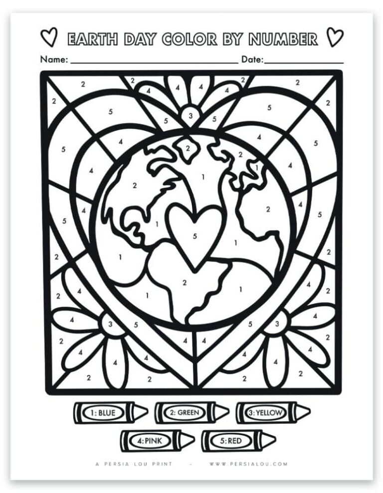 Free Printable Earth Day Color By Number Sheet