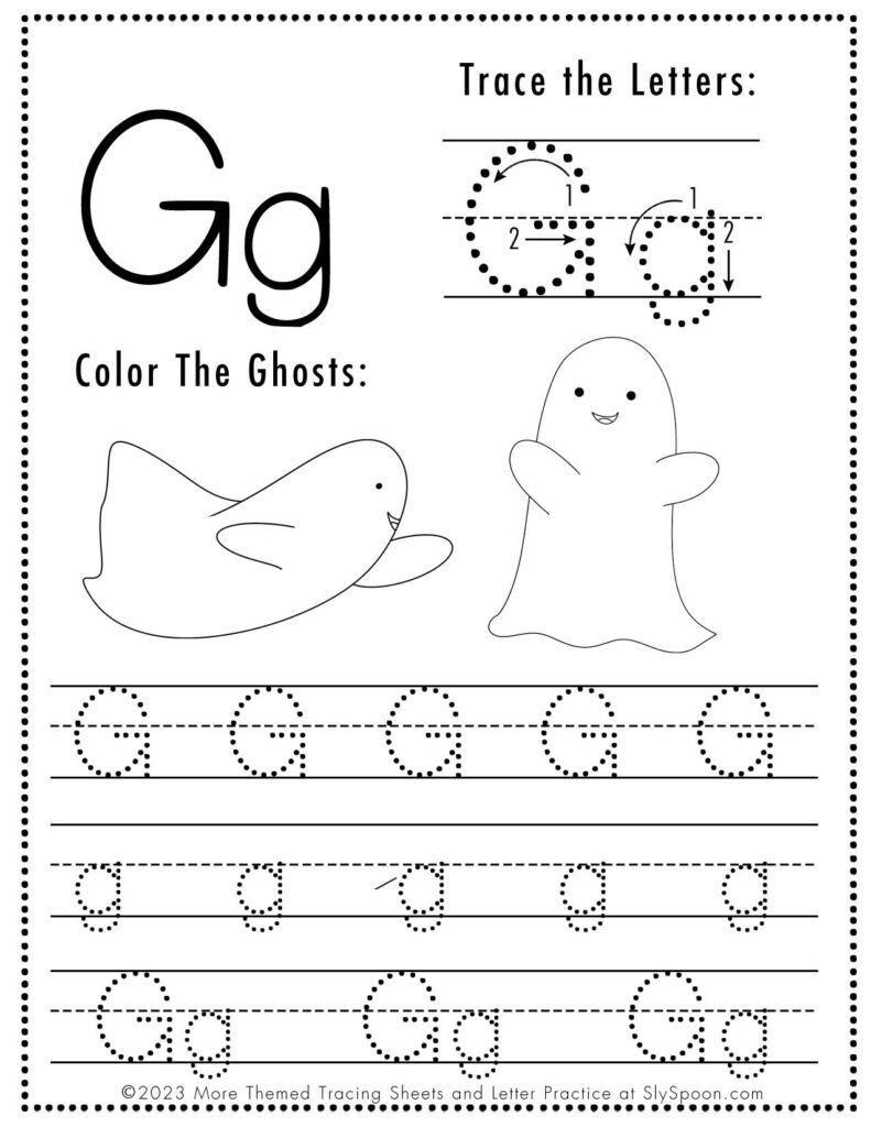 Free Printable Halloween Themed Letter G Tracing Worksheet Sly Spoon Free Printable Halloween Themed Letter G Tracing Worksheet Sly Spoon