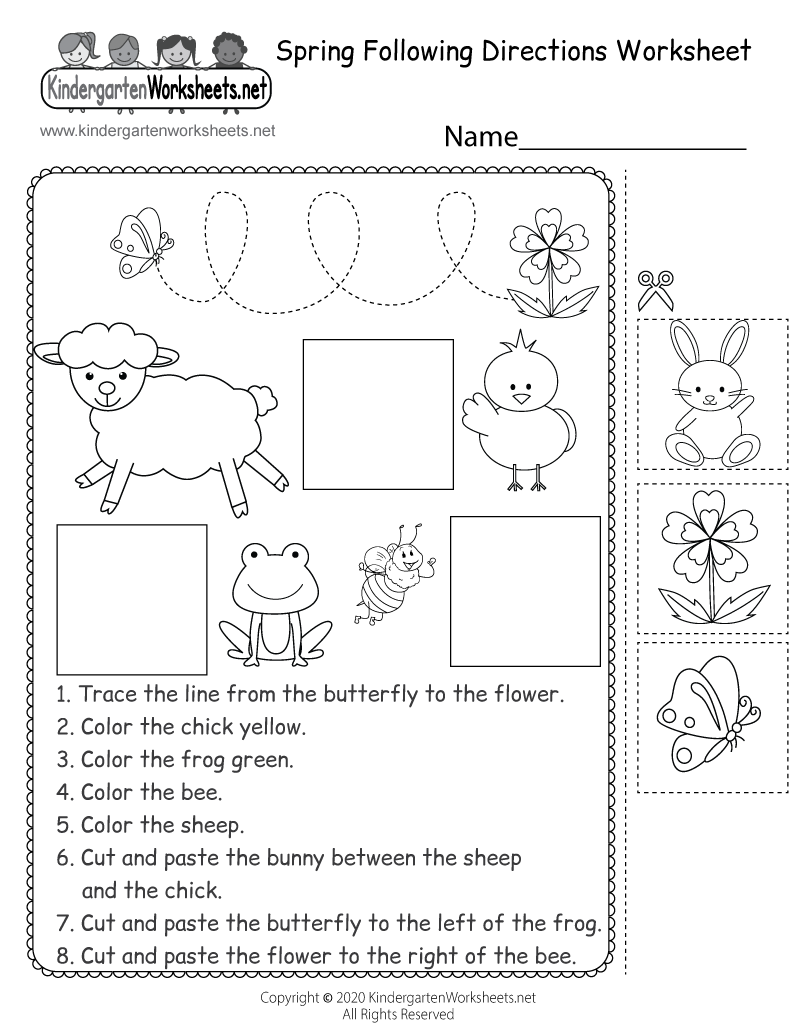 Free Printable Spring Following Directions Worksheet