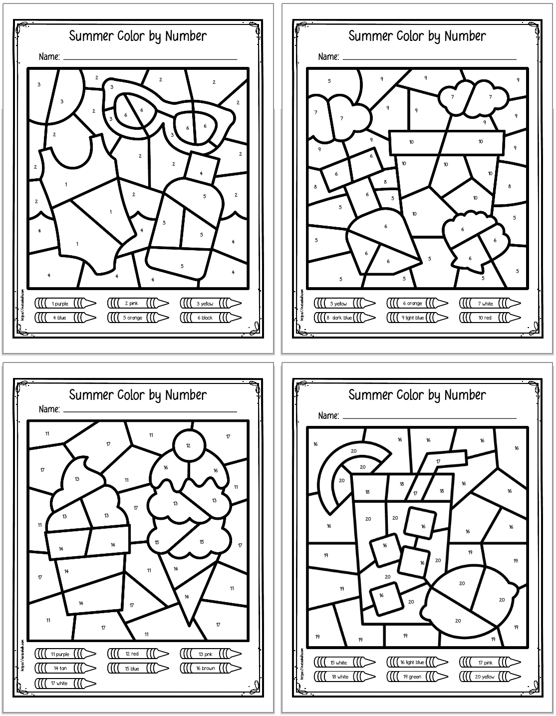 Free Printable Summer Color By Number Worksheets 1 20 The Artisan Life Free Printable Summer Color By Number Worksheets 1 20 The Artisan Life