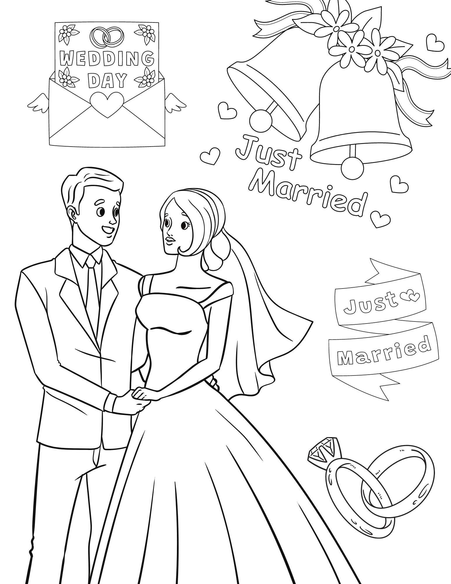 marriage coloring designs printable