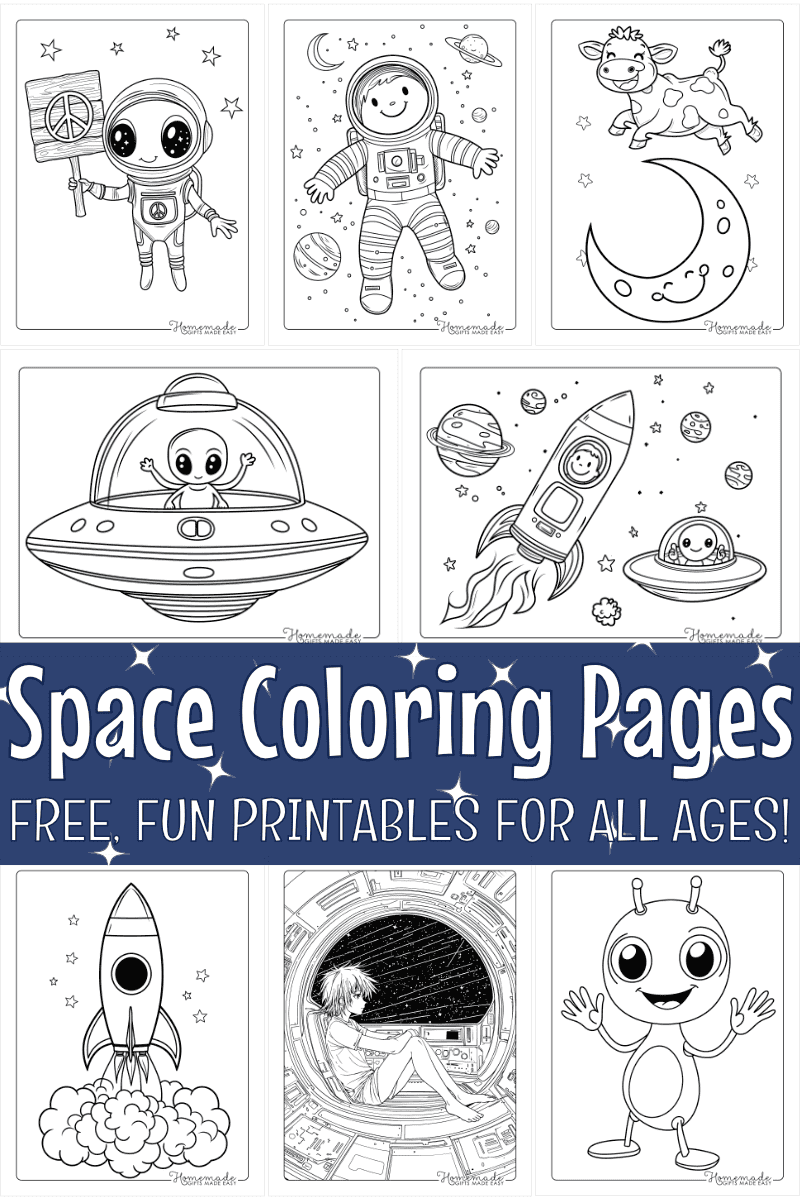 Free Space Coloring Pages PDF Printables 