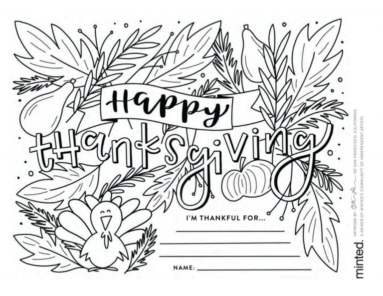 Free Thanksgiving Coloring Pages To Help Children Express Gratitude