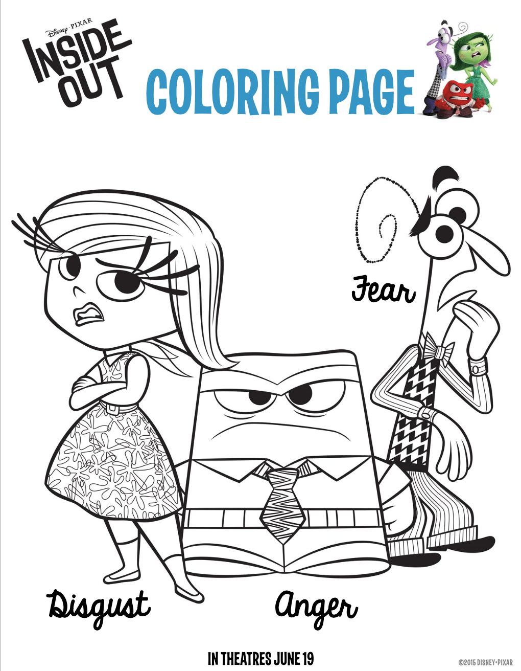 Fun And Free Inside Out Coloring Pages Hispana Global