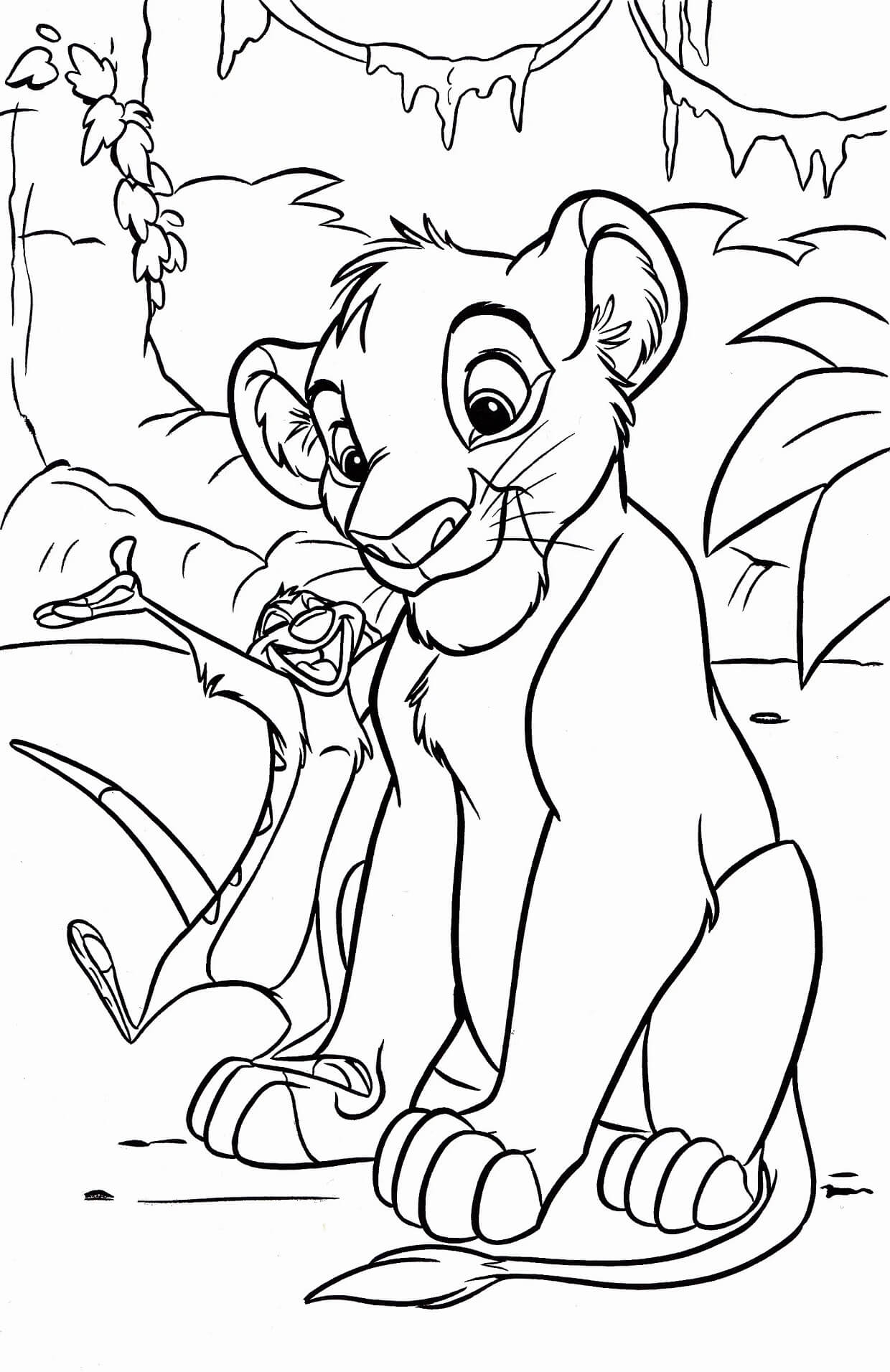 Funny Timon And Little Simba Coloring Page Download Print Or Color Online For Free