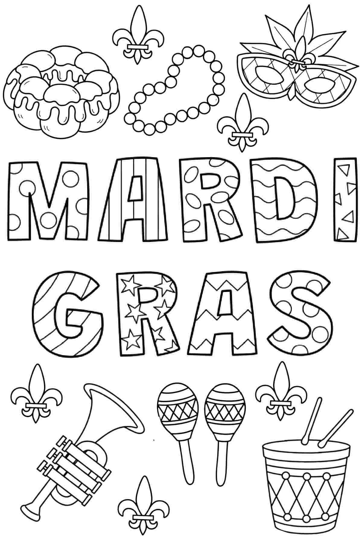 mardi gras coloring sheets printable