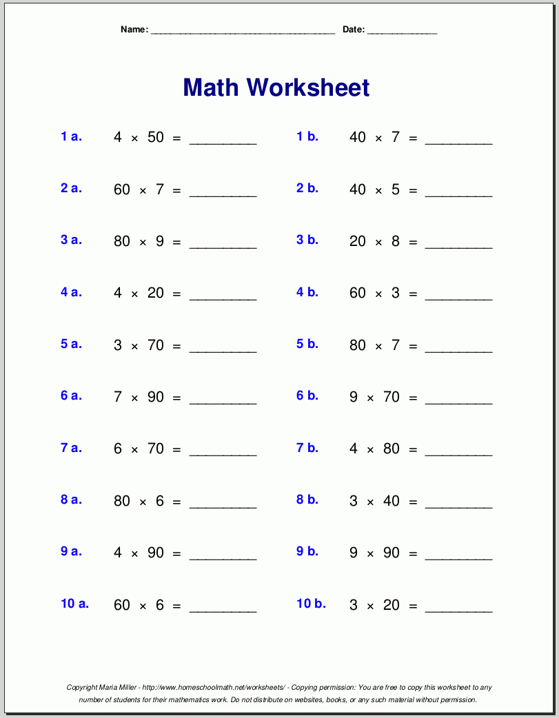 Grade 4 Multiplication Worksheets Grade 4 Multiplication Worksheets