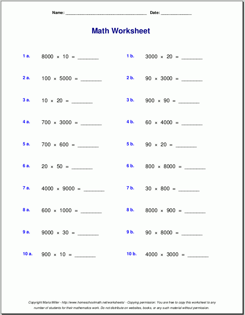 Grade 5 Multiplication Worksheets Grade 5 Multiplication Worksheets