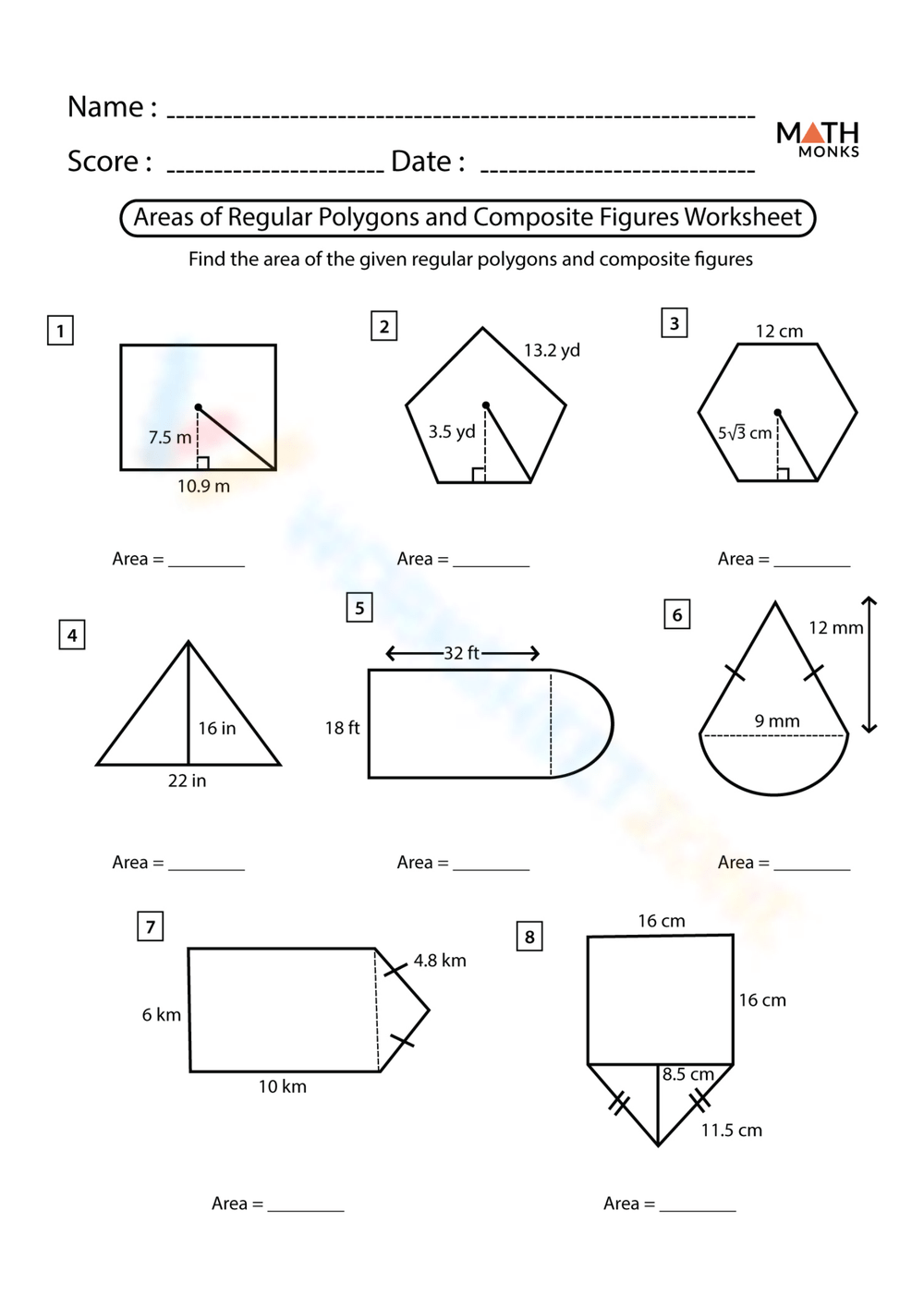 Grade 7 Area Of Composite Figures Worksheets Grade 7 Area Of Composite Figures Worksheets
