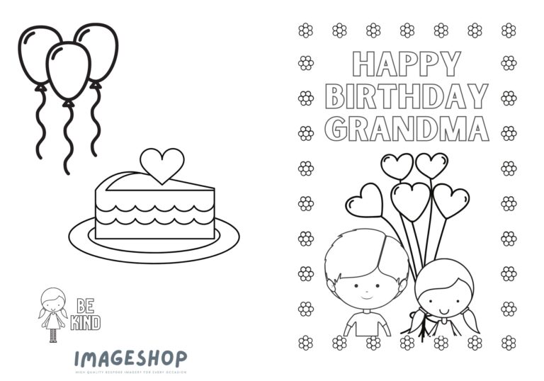 Grandma Birthday Card Happy Birthday Colour In Card Instant Download Printable Card Colouring Card Greeting Card Personalised Card Etsy