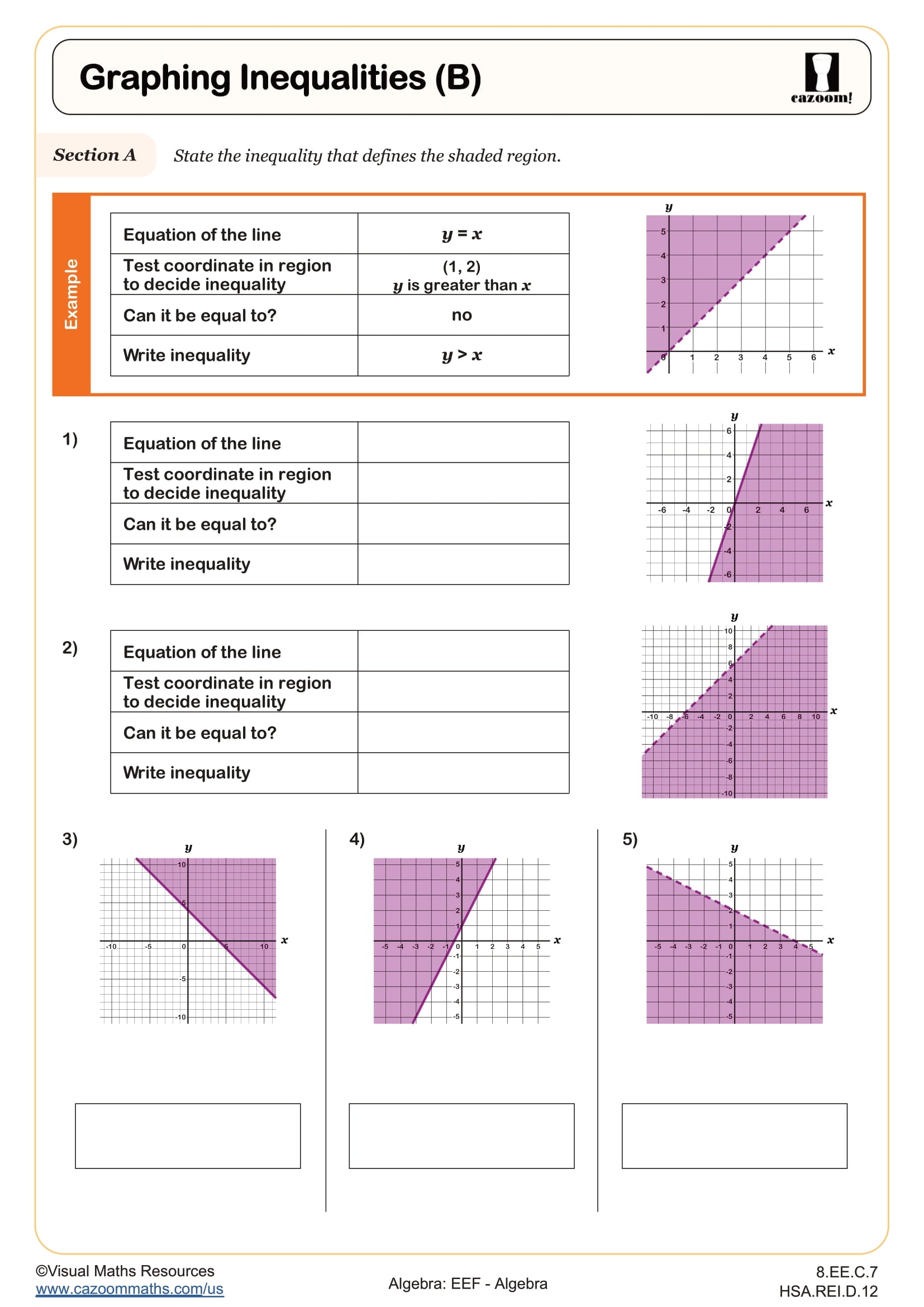 Graphing Inequalities B Worksheet Fun And Engaging Middle School And High School Math Worksheet Cazoom Math