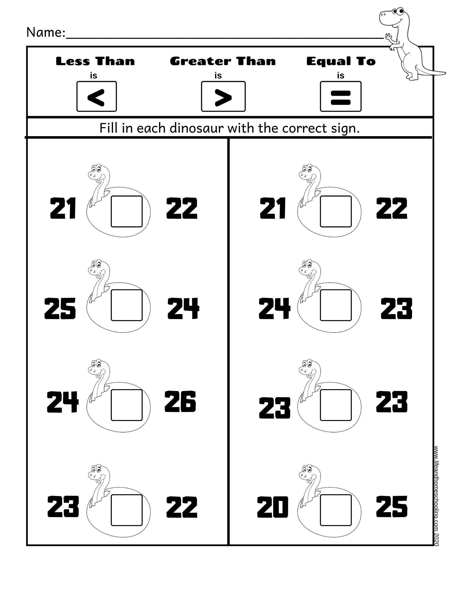 greater than and less than worksheets