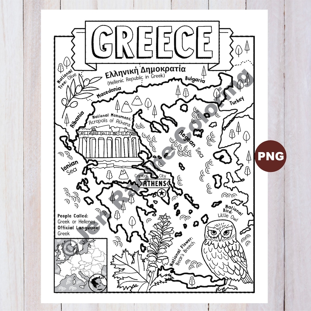 Greece Coloring Page Geography Of Europe Digital Download Coloring Page Etsy Greece Coloring Page Geography Of Europe Digital Download Coloring Page Etsy