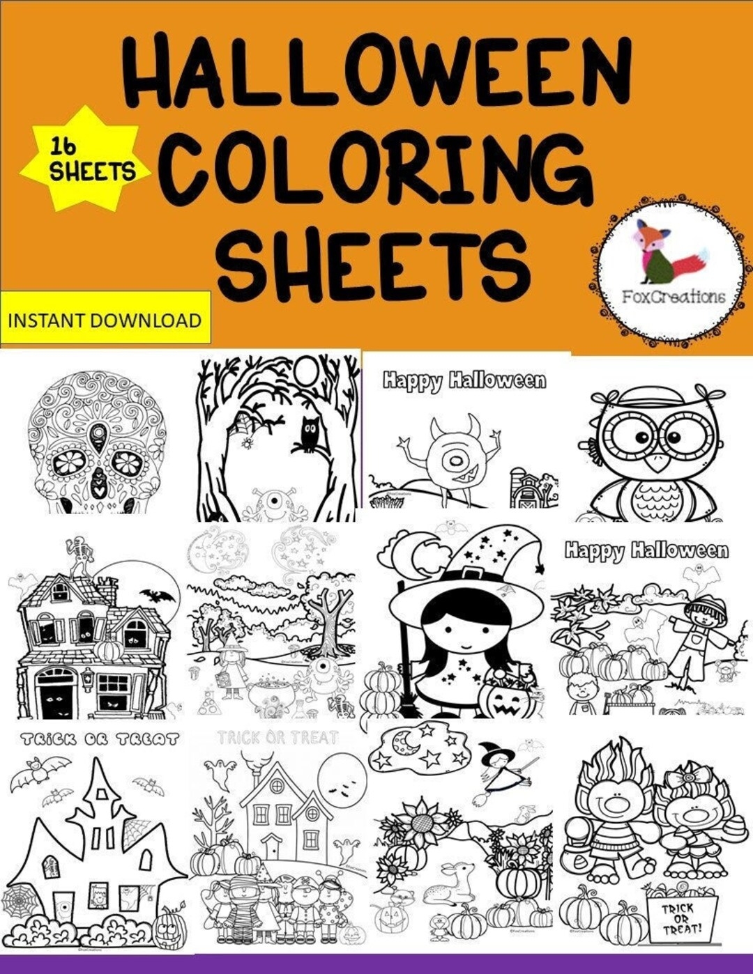 Halloween Coloring Pages instant Halloween Coloring Sheets Halloween Party Favors Halloween Kids Activities Etsy