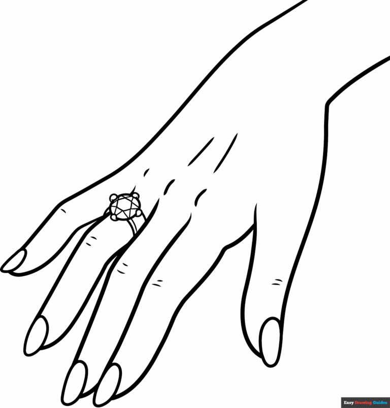 Hand With A Ring Coloring Page Easy Drawing Guides