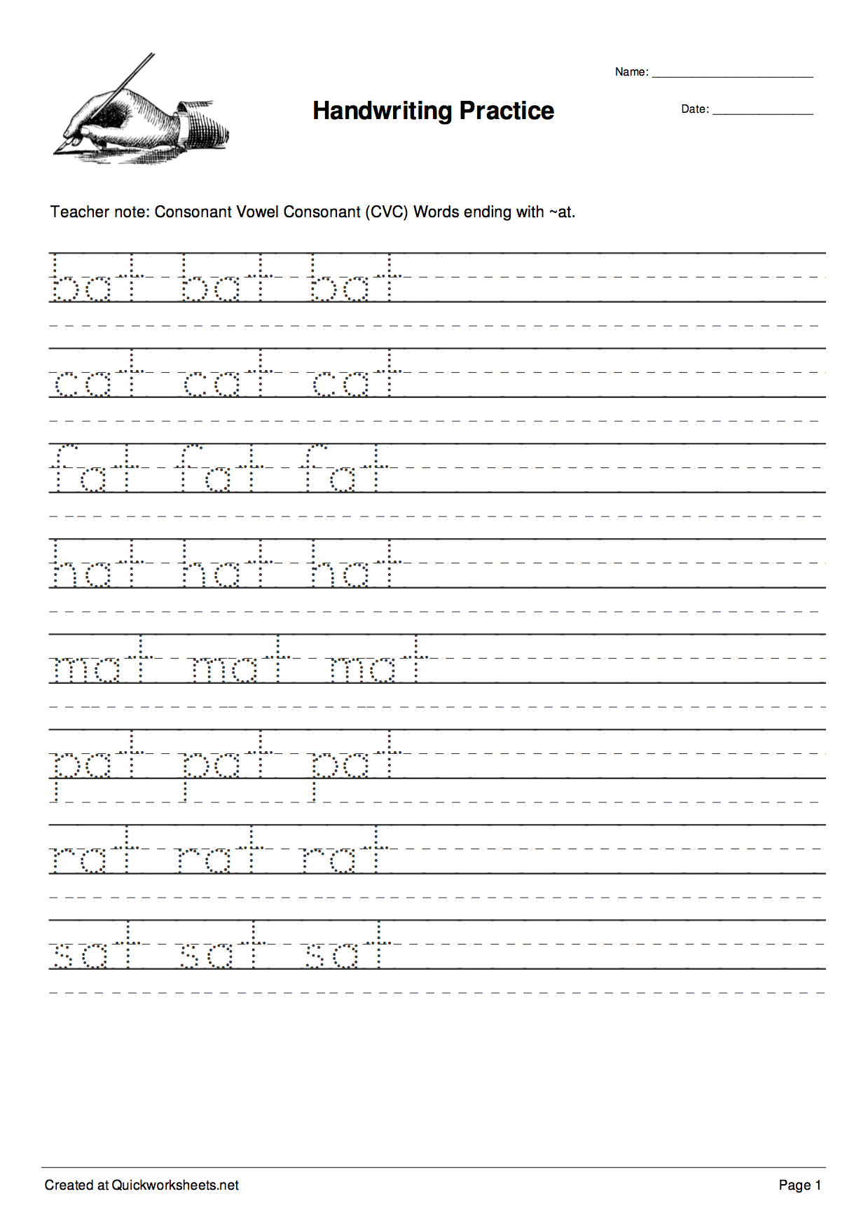 handwriting worksheet generator