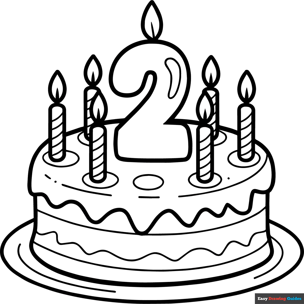 Happy Birthday Card 2 Years Coloring Page Easy Drawing Guides