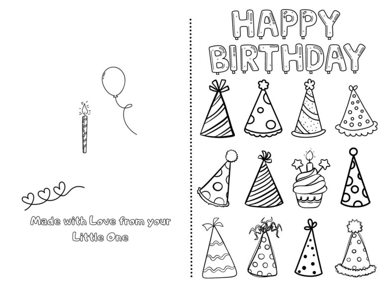 Happy Birthday Printable Foldable Kid Birthday Card To Color For Anyone Etsy
