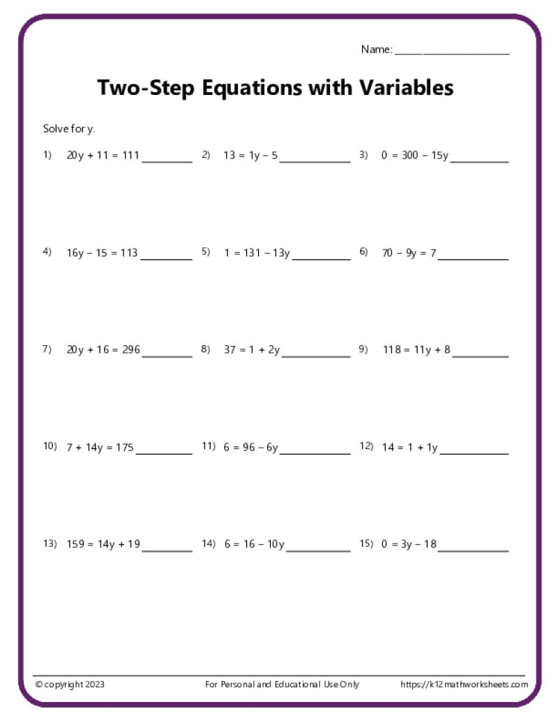algebra 1 worksheets