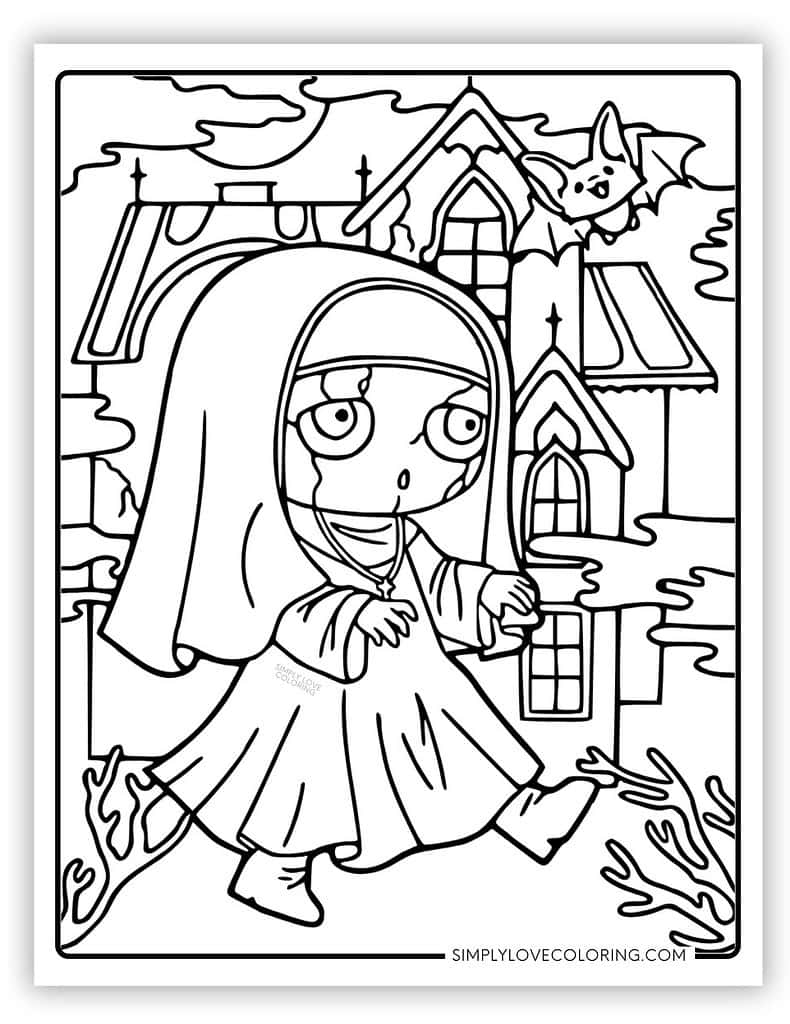 Horror Coloring Pages Free PDF Printables Simply Love Coloring