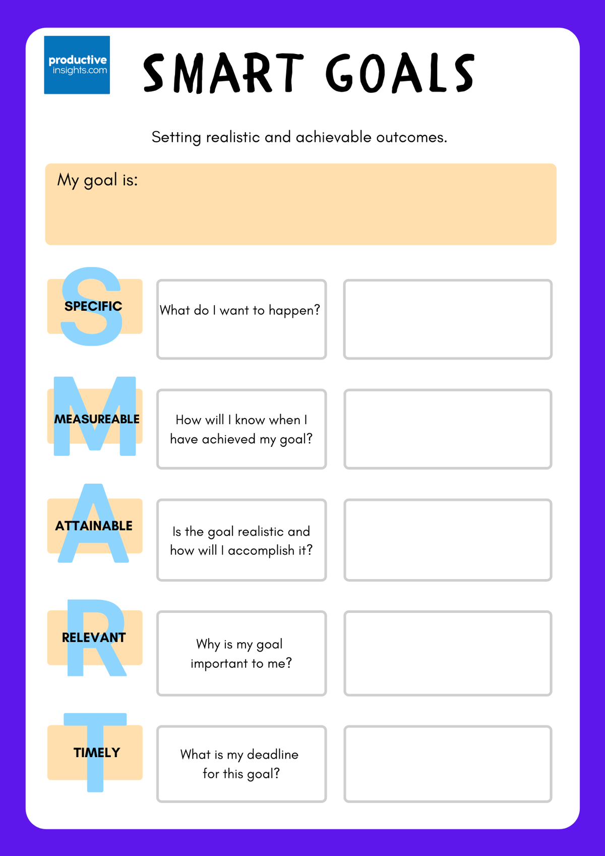smart goal worksheet