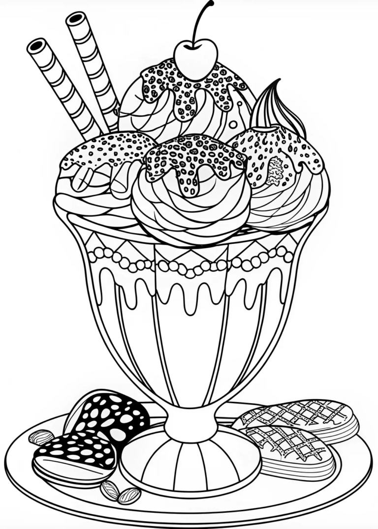 Ice Cream Sundae Coloring Page Free Printable