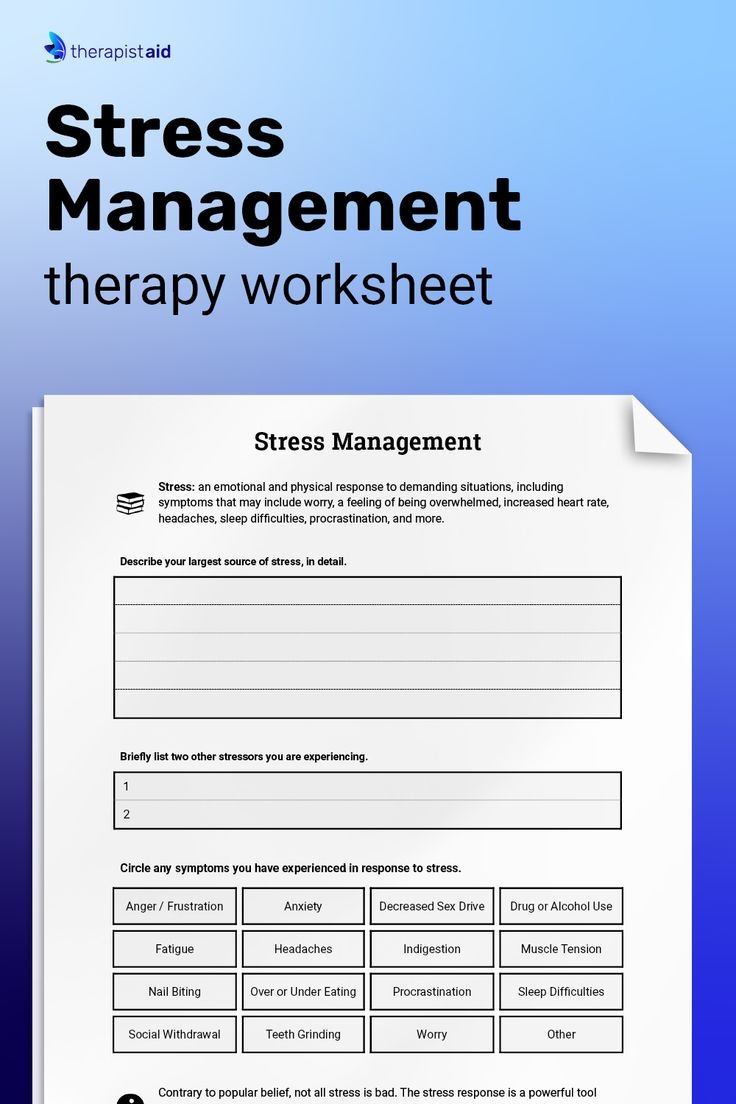 Introduction To Stress Management Worksheet Therapist Aid