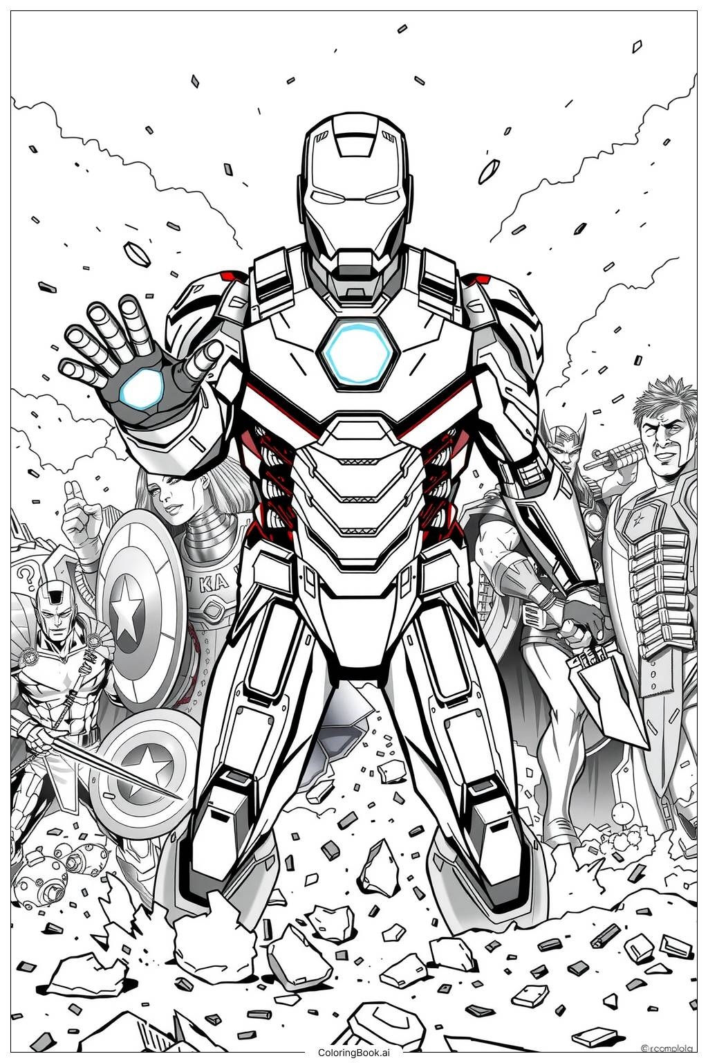 Iron Man Leading The Avengers 2 Coloring Page Free PDF PNG Printable Iron Man Leading The Avengers 2 Coloring Page Free PDF PNG Printable