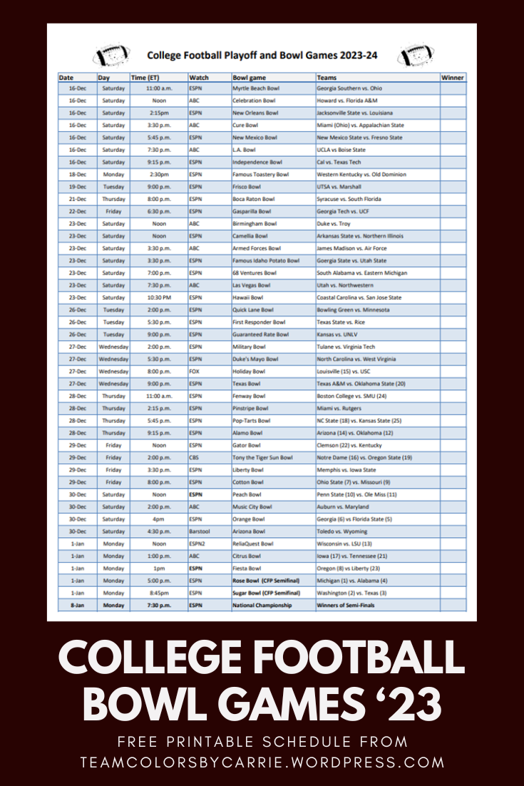 printable bowl game schedule