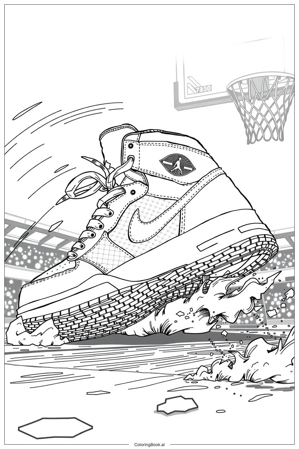 Jordan Shoes In Action Coloring Page Free PDF PNG Printable 
