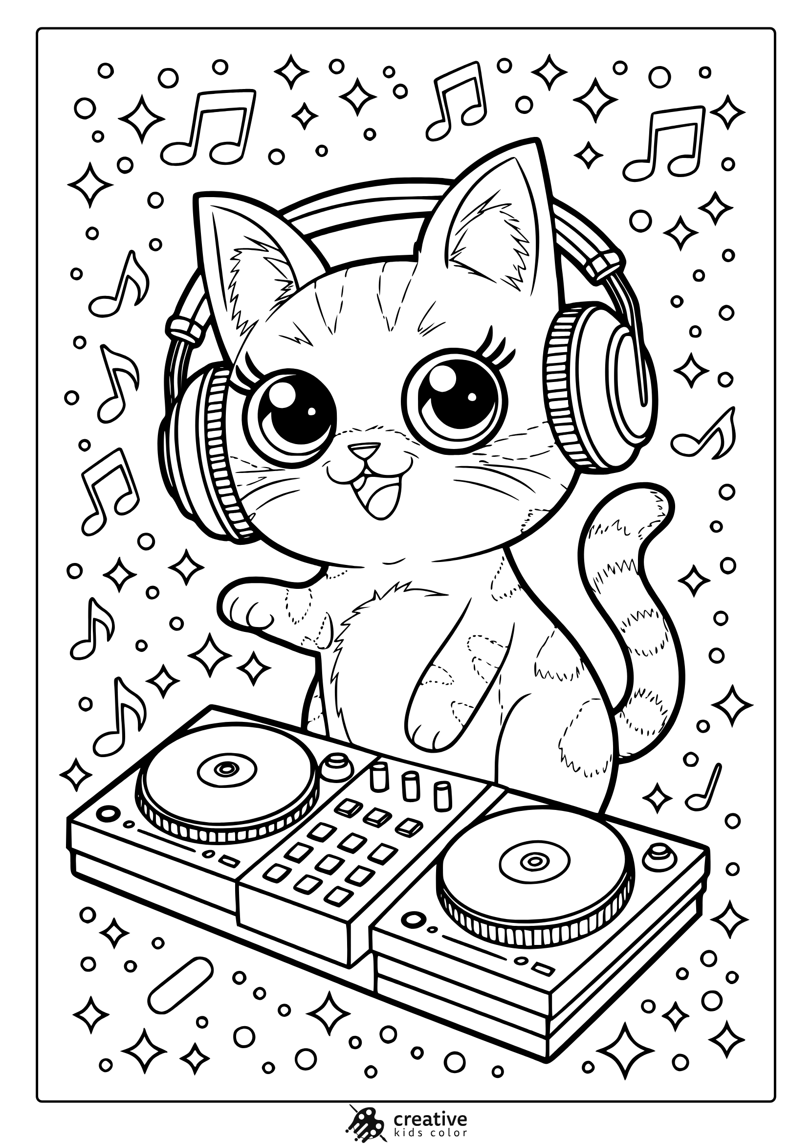 free printable cat coloring page large