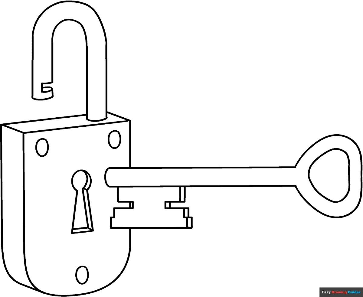 Key And Lock Coloring Page Easy Drawing Guides Key And Lock Coloring Page Easy Drawing Guides
