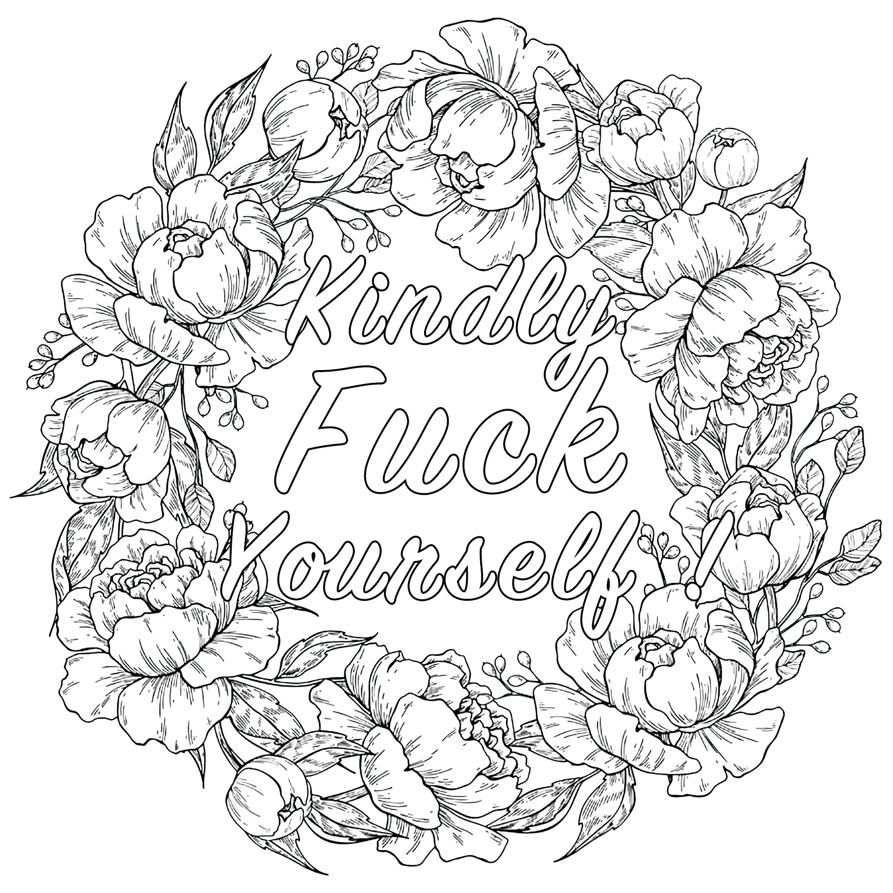 Kindly Fuck Yourself Swear Word Coloring Page Swear Word Coloring Pages