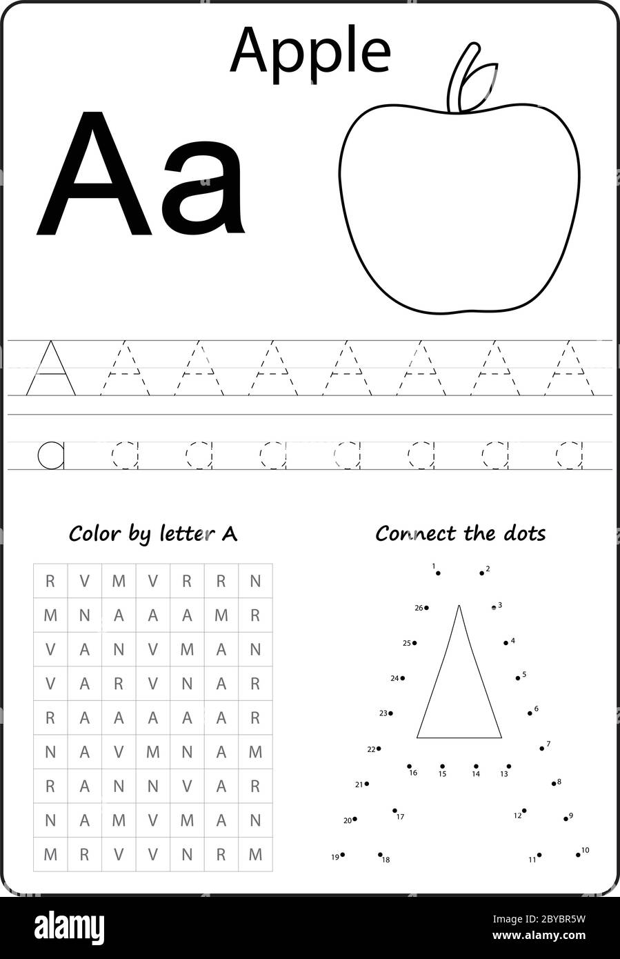 Letter A Alphabet Letter Worksheet Task For Kids Learning Letters Stock Vector Image Art Alamy