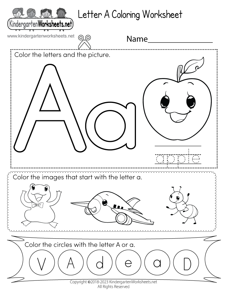 Letter A Coloring Worksheet Free Printable Digital PDF