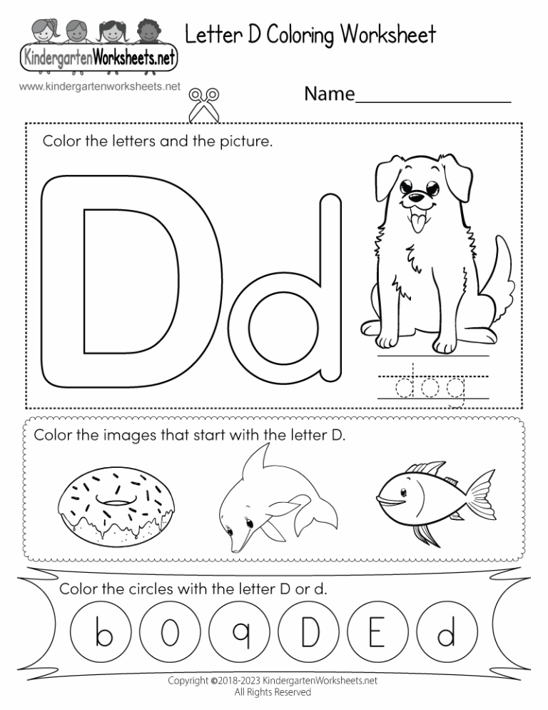 Letter D Coloring Worksheet Free Printable Digital PDF
