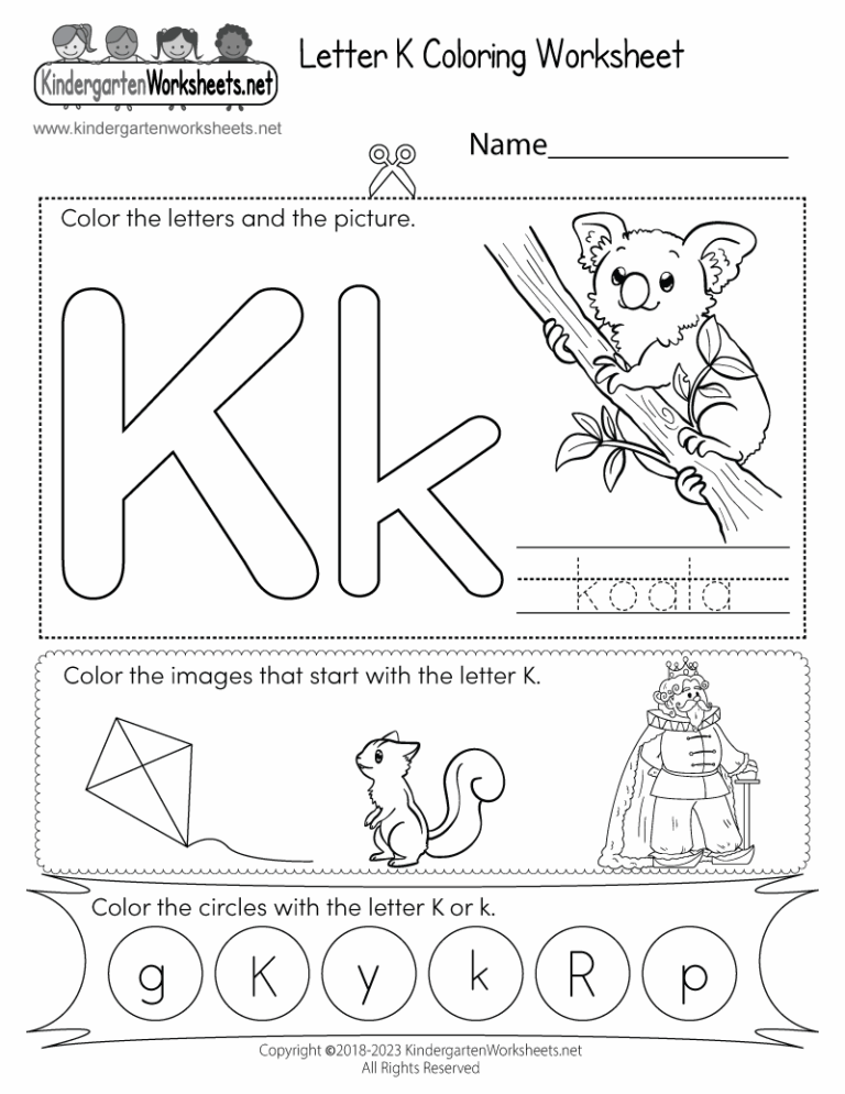 Letter K Coloring Worksheet Free Printable Digital PDF