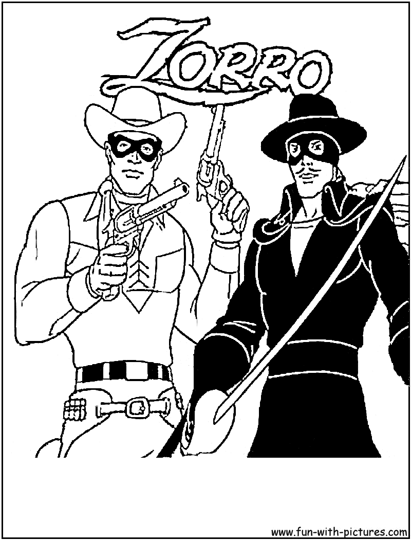 Loneranger Zorro Coloring Page Loneranger Zorro Coloring Page