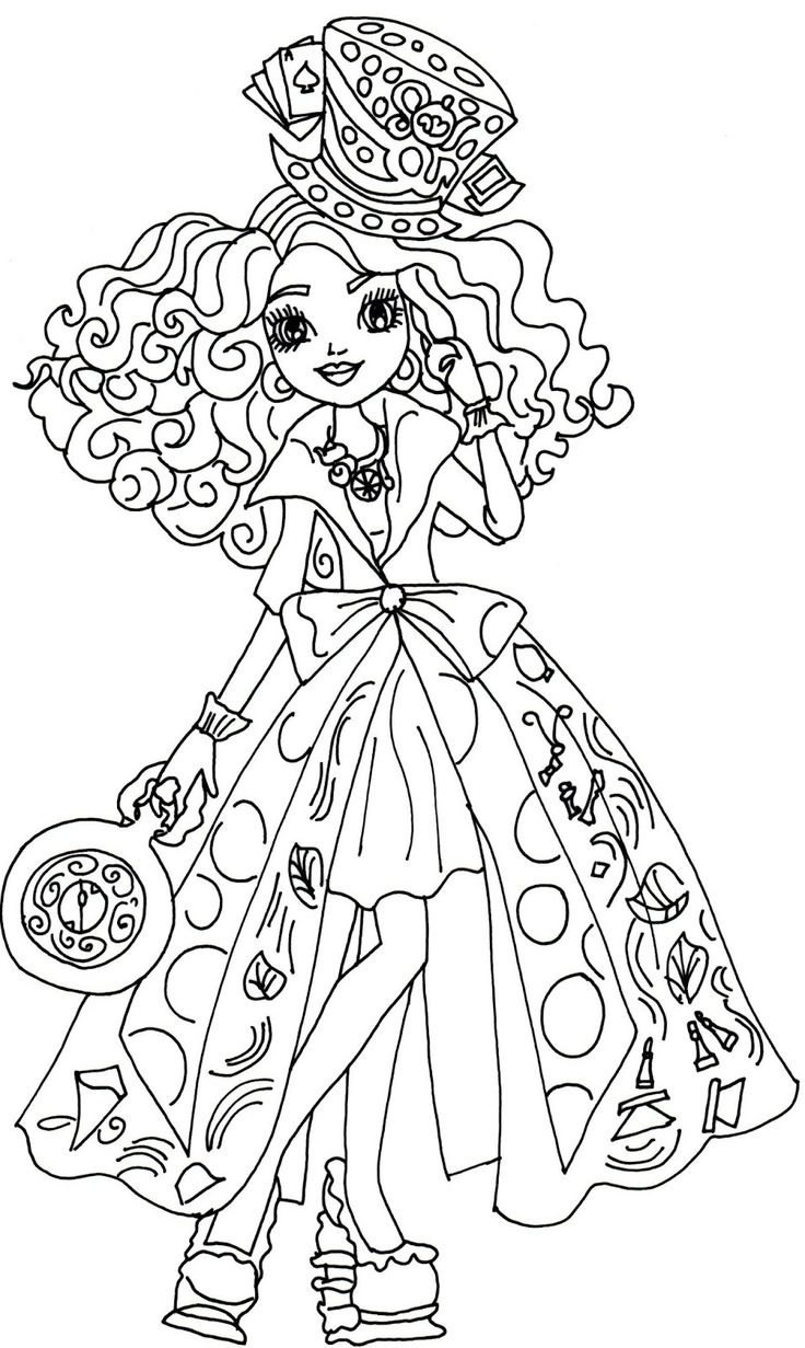 Madeline Hatter Way Too Wonderland Ever After High Coloring Page