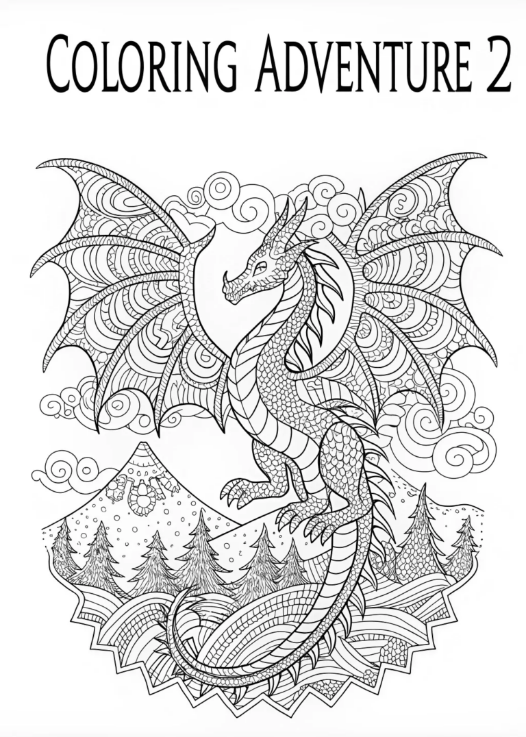 Majestic Dragon Coloring Adventure Coloring Page Free Printable